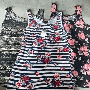 Floral and Striped Women's Tank Top